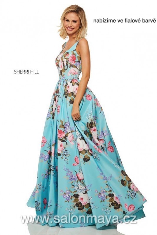 Sherri Hill 52814 VÝPRODEJ 5500 Kč sherrihill-52814-aquaprint-dress-2.jpg-600.jpg