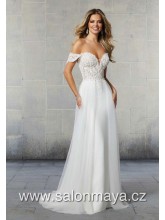 VÝPRODEJ 13900 KČ - Upnuté korzetové splývavé šaty s krajkovým topem a přídavnou lehkou tylovou sukní. 