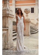 VÝPRODEJ 18900 KČ  - Celokrajkové upnuté šaty na ramínka. Top je pošit drobnými kvítky. 