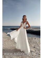 VÝPRODEJ 10900 KČ - Šaty na ramínka s výstřihem do V, výkroj podpaží, lehká šifónová sukně. 