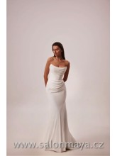 Elegantní, korzetové, šifónové, svatební šaty střihu mořská panna, řasení na prsou a břiše. 