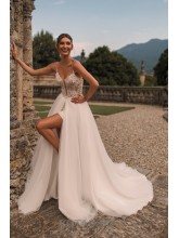 2v1 Krátké krajkové šaty na ramínka, zvlášť tylová sukně.