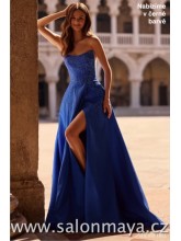 Černé korzetové šaty s výkrojem na bocích, šaty jsou posety kamínky, rozparek. (US0)