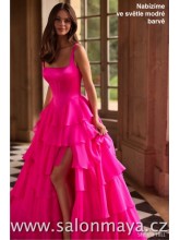 Světle modré šaty na ramínka s volánky, šněrování. (US4)