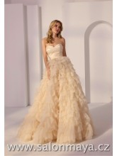 Šampaň korzetové šaty, překládaný korzet, volánková, tylová, (chlupatá) sukně. 