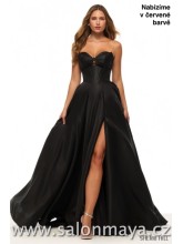 Černé korzetové šaty, korzet do V, mašle na prsou, rozparek, šněrování. (US8). 