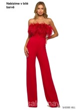 Bílý, korzetový overal, krajkový top, peříčka okolo dekoltu. 