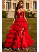 Žluté korzetové šaty, průstřihy na topu, volánková sukně, šněrování. (US4)